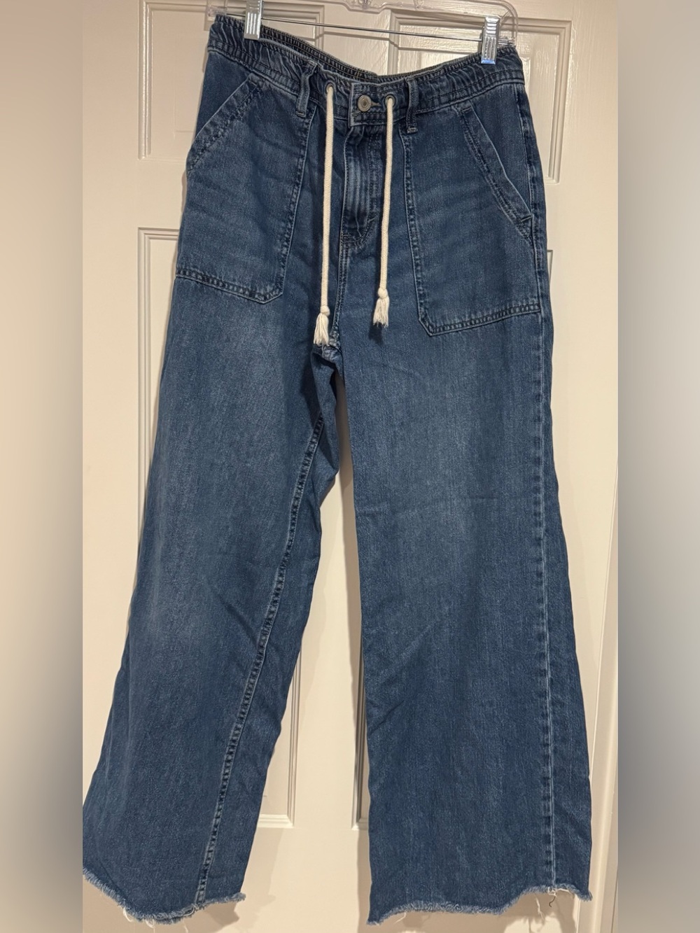 Women’s Wide-Leg Drawstring Jeans - Blue